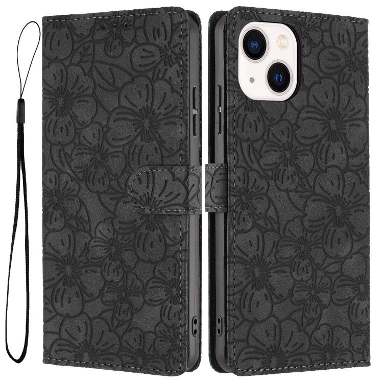 Custodia per telefono in pelle con motivo a fiori di ciliegio in rilievo, For iPhone 14 Plus, For iPhone 14, For iPhone 14 Pro