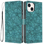 Custodia per telefono in pelle con motivo a fiori di ciliegio in rilievo, For iPhone 14 Plus, For iPhone 14, For iPhone 14 Pro
