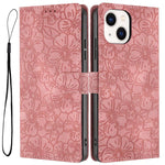 Custodia per telefono in pelle con motivo a fiori di ciliegio in rilievo, For iPhone 14 Plus, For iPhone 14, For iPhone 14 Pro