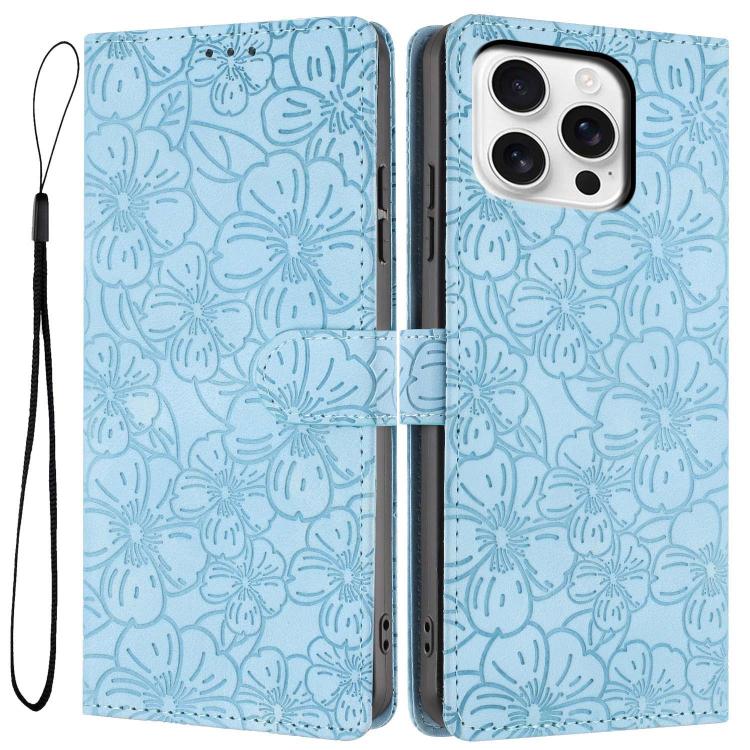 Custodia per telefono in pelle con motivo a fiori di ciliegio in rilievo, For iPhone 14 Plus, For iPhone 14, For iPhone 14 Pro