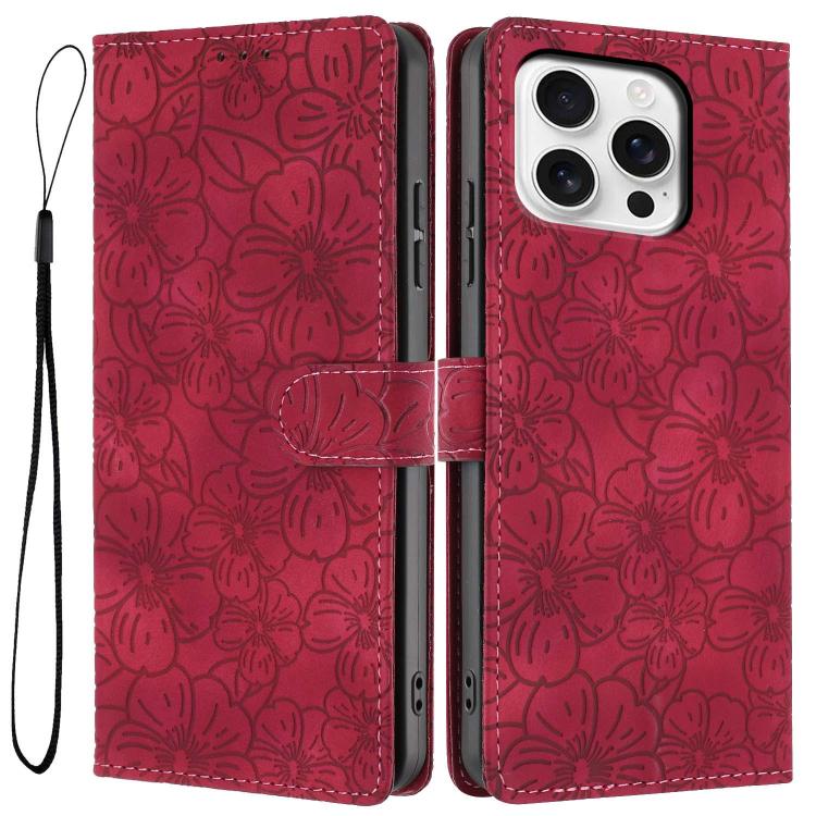 Custodia per telefono in pelle con motivo a fiori di ciliegio in rilievo, For iPhone 14 Pro Max, For iPhone 13 Pro Max, For iPhone 13 Pro