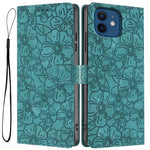 Custodia per telefono in pelle con motivo a fiori di ciliegio in rilievo, For iPhone 13, For iPhone 12 / 12 Pro, For iPhone 12 Pro Max