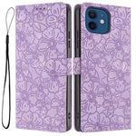 Custodia per telefono in pelle con motivo a fiori di ciliegio in rilievo, For iPhone 13, For iPhone 12 / 12 Pro, For iPhone 12 Pro Max
