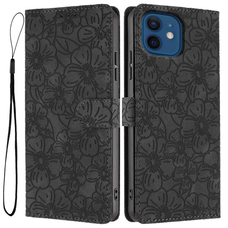 Custodia per telefono in pelle con motivo a fiori di ciliegio in rilievo, For iPhone 13, For iPhone 12 / 12 Pro, For iPhone 12 Pro Max