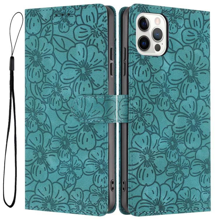 Custodia per telefono in pelle con motivo a fiori di ciliegio in rilievo, For iPhone 13, For iPhone 12 / 12 Pro, For iPhone 12 Pro Max