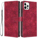 Custodia per telefono in pelle con motivo a fiori di ciliegio in rilievo, For iPhone 13, For iPhone 12 / 12 Pro, For iPhone 12 Pro Max