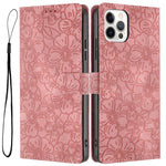 Custodia per telefono in pelle con motivo a fiori di ciliegio in rilievo, For iPhone 13, For iPhone 12 / 12 Pro, For iPhone 12 Pro Max