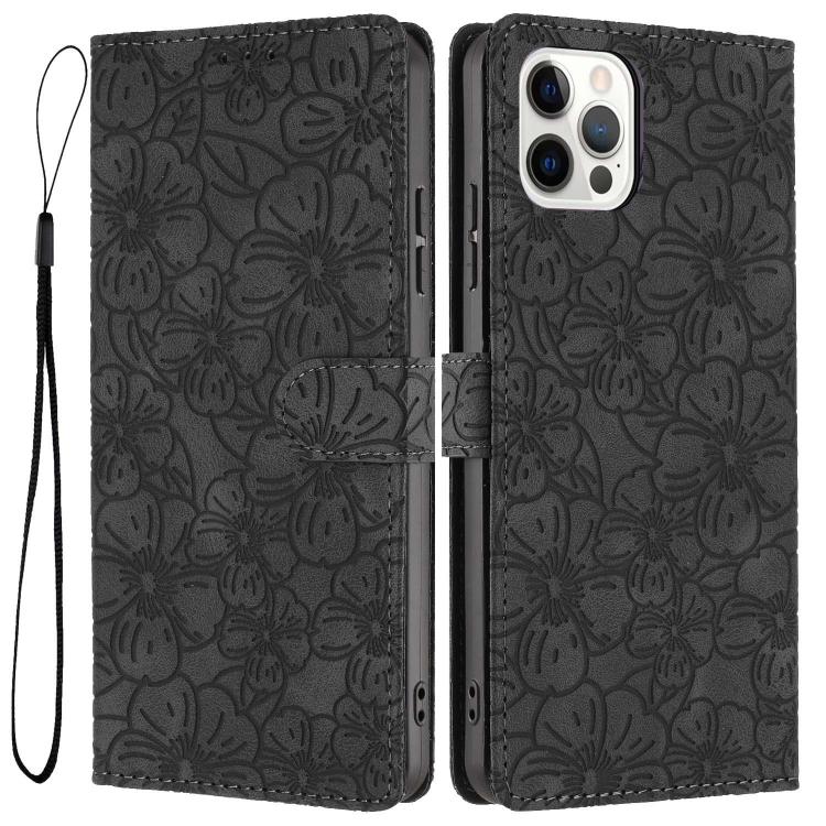 Custodia per telefono in pelle con motivo a fiori di ciliegio in rilievo, For iPhone 13, For iPhone 12 / 12 Pro, For iPhone 12 Pro Max