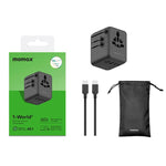 Caricabatterie da viaggio universale MOMAX 45W GaN con 5 porte