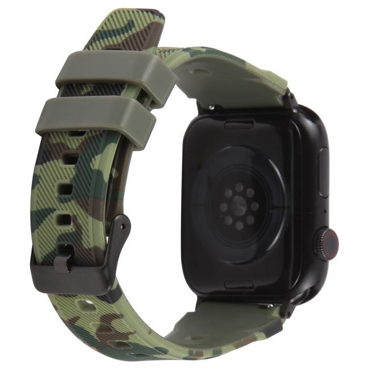 Cinturino per orologio in silicone con stampa mimetica e connettore nero xDfind, For Apple Watch 42 / 44 / 45 / 46 / 49mm, For Apple Watch 38 / 40 / 41 / S10 42mm