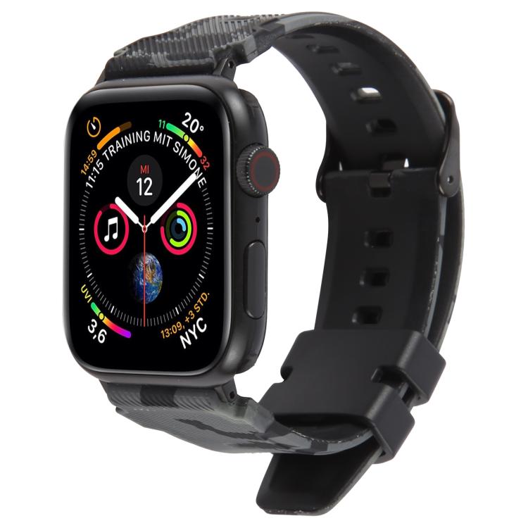 Cinturino per orologio in silicone con stampa mimetica e connettore nero xDfind, For Apple Watch 42 / 44 / 45 / 46 / 49mm, For Apple Watch 38 / 40 / 41 / S10 42mm