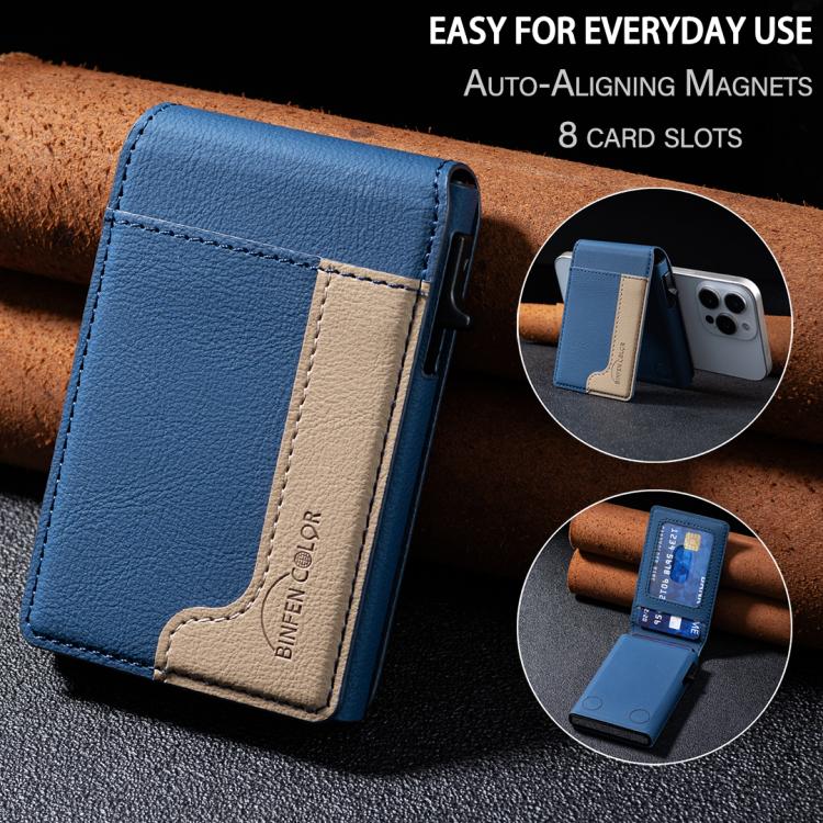 Portafoglio in pelle magnetico MagSafe BFK28 Colorblock per carte di credito.