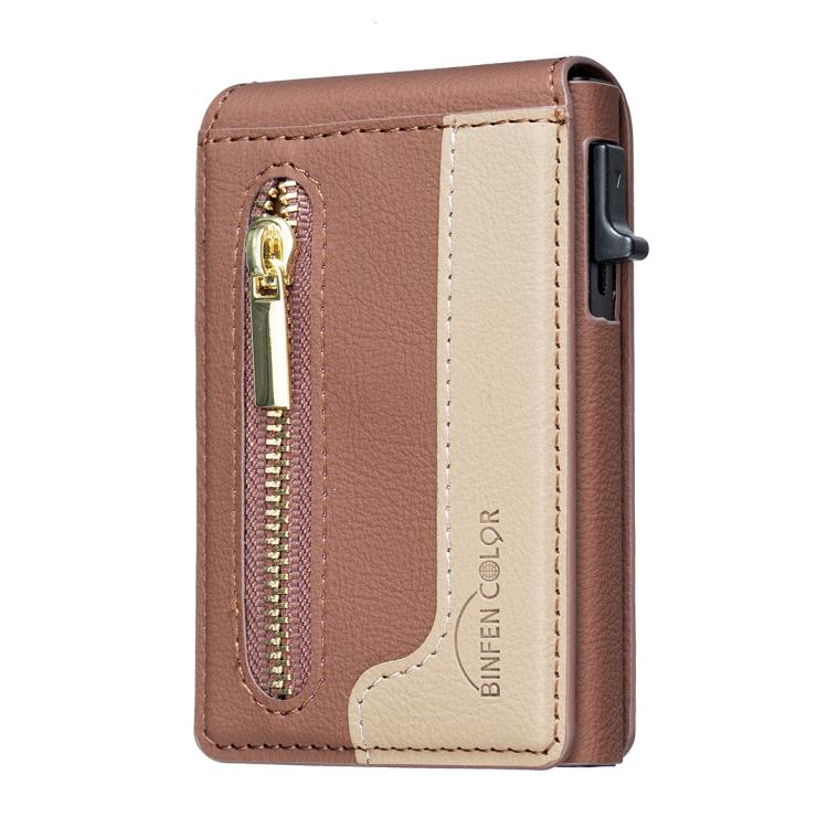 BFK31 Portafoglio in pelle con cerniera e chiusura magnetica MagSafe, a blocchi di colore.