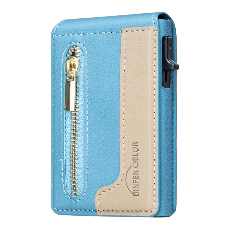 BFK31 Portafoglio in pelle con cerniera e chiusura magnetica MagSafe, a blocchi di colore.