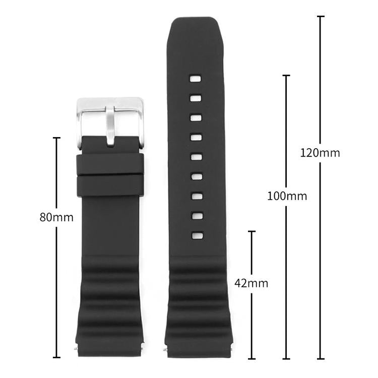 Cinturino per orologio in silicone con fibbia argentata xDfind, 20mm, 22mm