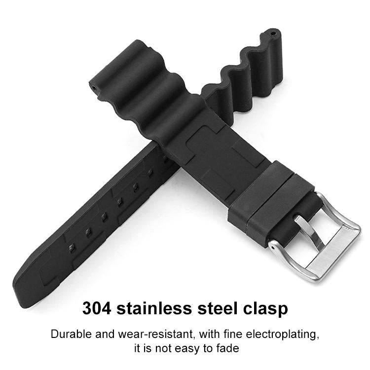 Cinturino per orologio in silicone con fibbia argentata xDfind, 20mm, 22mm