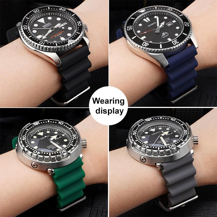 Cinturino per orologio in silicone con fibbia argentata xDfind, 20mm, 22mm