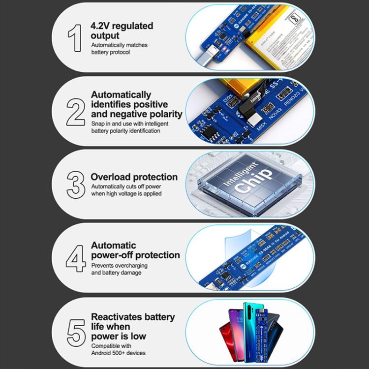 SUNSHINE SS-904A SE Scheda di attivazione batteria universale per telefoni Android con polarità automatica, SS-904A SE