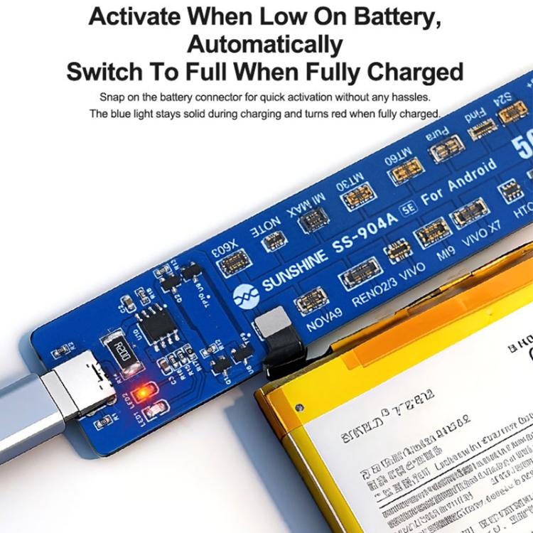 SUNSHINE SS-904A SE Scheda di attivazione batteria universale per telefoni Android con polarità automatica, SS-904A SE