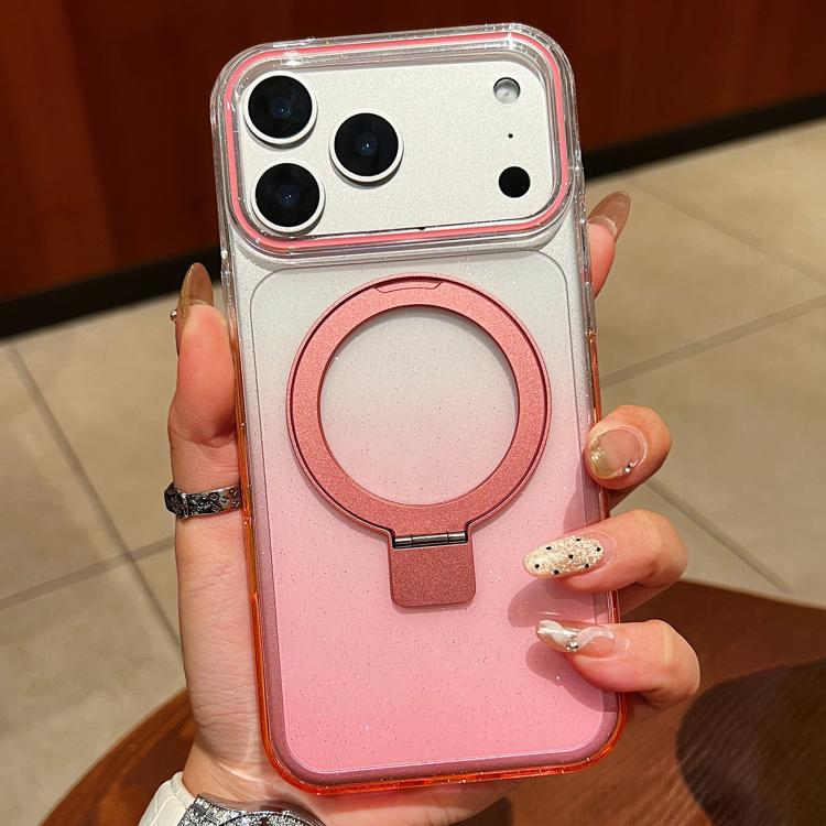Anello in metallo trasparente sfumato con custodia MagSafe per telefono, For iPhone 17 Pro Max, For iPhone 17 Pro, For iPhone 17, For iPhone Air