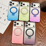 Anello in metallo trasparente sfumato con custodia MagSafe per telefono, For iPhone 17 Pro Max, For iPhone 17 Pro, For iPhone 17, For iPhone Air
