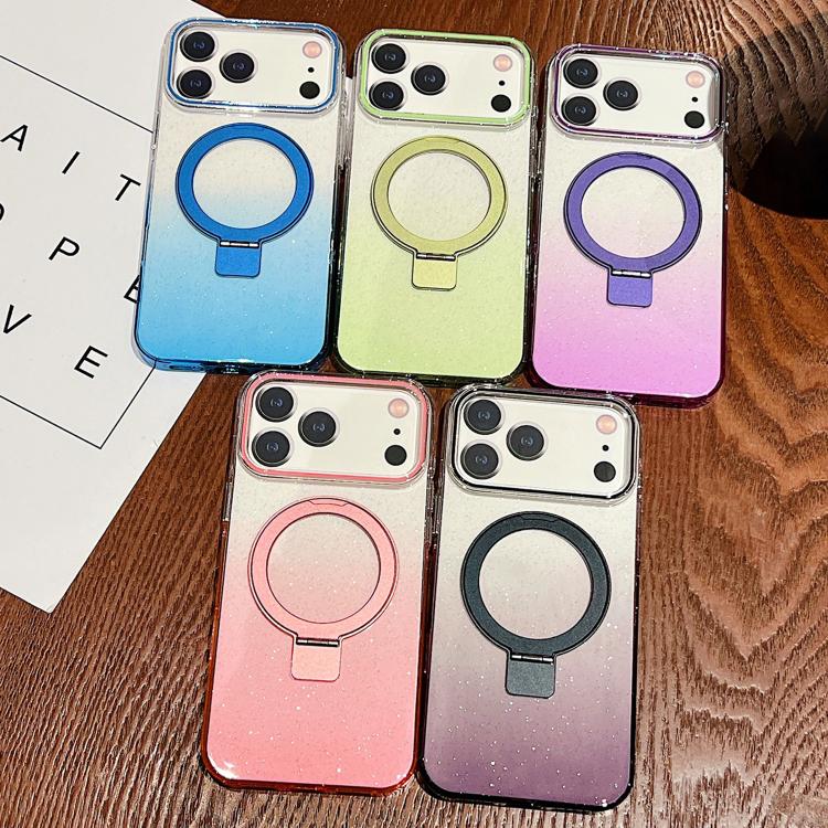Anello in metallo trasparente sfumato con custodia MagSafe per telefono, For iPhone 17 Pro Max, For iPhone 17 Pro, For iPhone 17, For iPhone Air