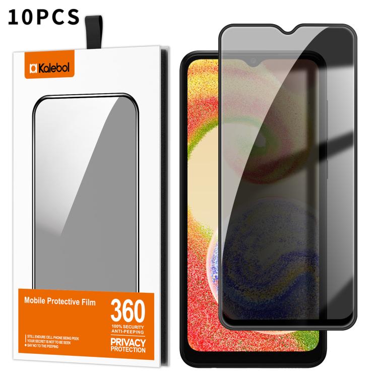 10 pezzi Kalebol Pellicola in vetro temperato ad alto contenuto di alluminio con serigrafia a copertura totale e bordo nero per la privacy, For Galaxy A04, For Galaxy A04s, For Galaxy A23 4G, For Galaxy A53 5G, For Galaxy A33 5G, For Galaxy A13 5G