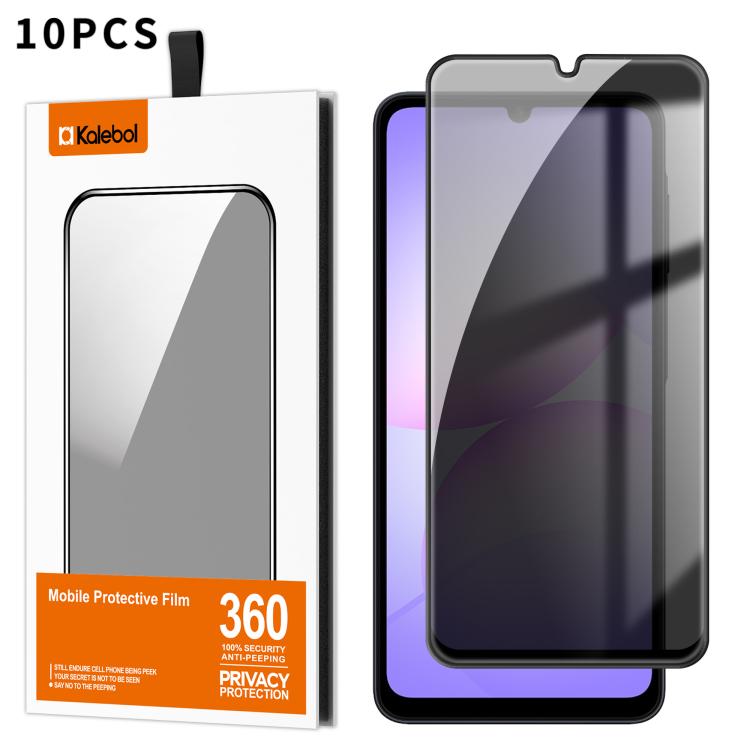 10 pezzi Kalebol Pellicola in vetro temperato ad alto contenuto di alluminio con serigrafia a copertura totale e bordo nero per la privacy, For Galaxy A08 4G / 5G, For Galaxy A18 4G / 5G, For Galaxy A57 5G, For Galaxy A37 5G, For Galaxy A27 5G         ...