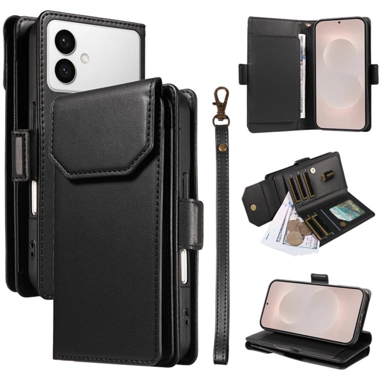 Portafoglio multi-carta, custodia in pelle per telefono con cinturino, For Galaxy S26 FE 5G, For Galaxy S26 Edge 5G, For Galaxy S26 Ultra 5G, For Galaxy S26 5G
