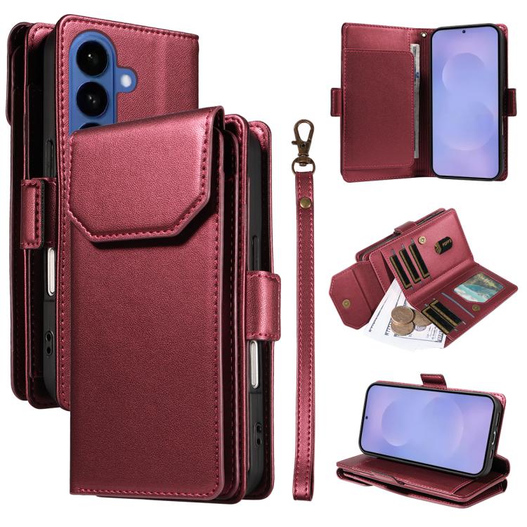 Portafoglio multi-carta, custodia in pelle per telefono con cinturino, For Galaxy S26 FE 5G, For Galaxy S26 Edge 5G, For Galaxy S26 Ultra 5G, For Galaxy S26 5G