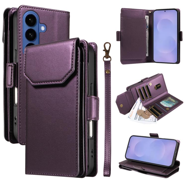 Portafoglio multi-carta, custodia in pelle per telefono con cinturino, For Galaxy S26 FE 5G, For Galaxy S26 Edge 5G, For Galaxy S26 Ultra 5G, For Galaxy S26 5G