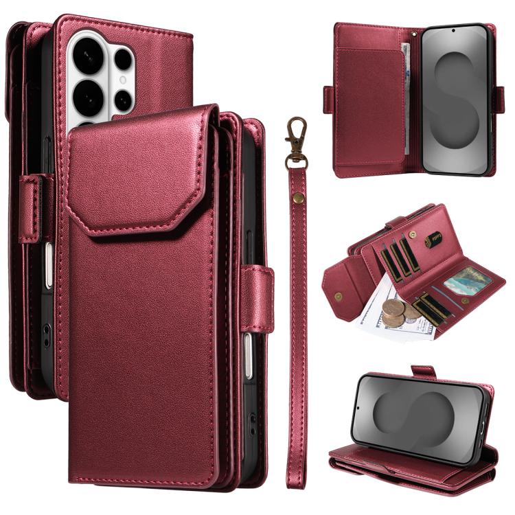 Portafoglio multi-carta, custodia in pelle per telefono con cinturino, For Galaxy S26 FE 5G, For Galaxy S26 Edge 5G, For Galaxy S26 Ultra 5G, For Galaxy S26 5G