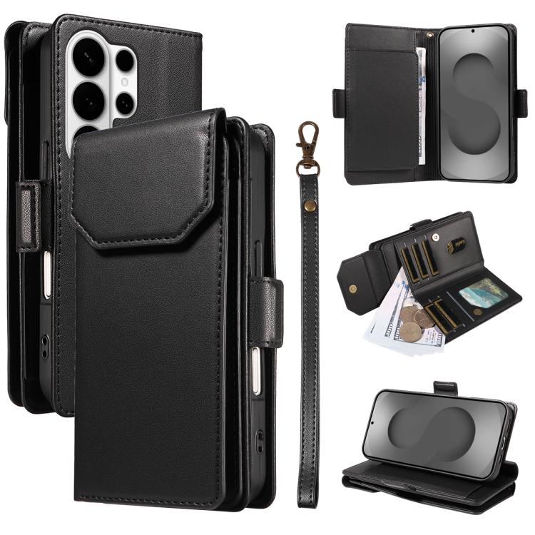 Portafoglio multi-carta, custodia in pelle per telefono con cinturino, For Galaxy S26 FE 5G, For Galaxy S26 Edge 5G, For Galaxy S26 Ultra 5G, For Galaxy S26 5G