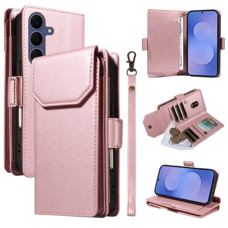 Portafoglio multi-carta, custodia in pelle per telefono con cinturino, For Galaxy S26 FE 5G, For Galaxy S26 Edge 5G, For Galaxy S26 Ultra 5G, For Galaxy S26 5G