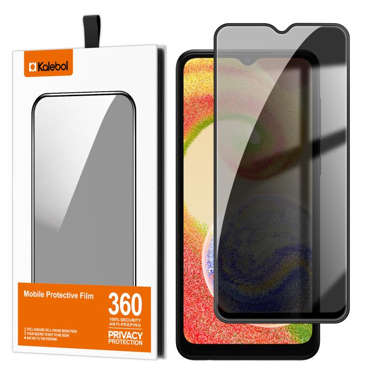 Pellicola per vetri temperati Kalebol ad alto contenuto di alluminio, serigrafata a copertura totale con bordo nero e privacy., For Galaxy A04, For Galaxy A04s, For Galaxy A23 4G, For Galaxy A53 5G, For Galaxy A33 5G, For Galaxy A13 5G