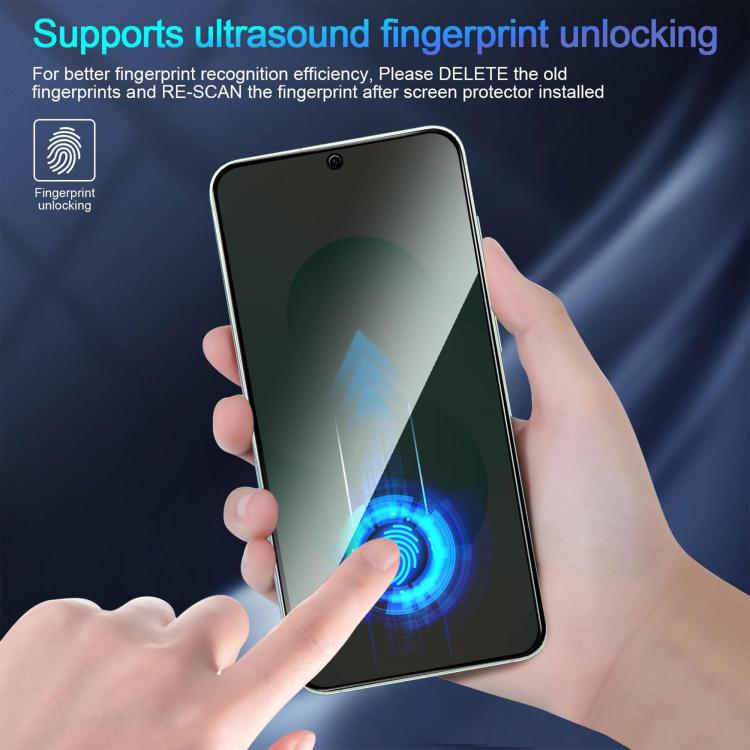 Pellicola per vetri temperati Kalebol ad alto contenuto di alluminio, serigrafata a copertura totale con bordo nero e privacy., For Galaxy A04, For Galaxy A04s, For Galaxy A23 4G, For Galaxy A53 5G, For Galaxy A33 5G, For Galaxy A13 5G