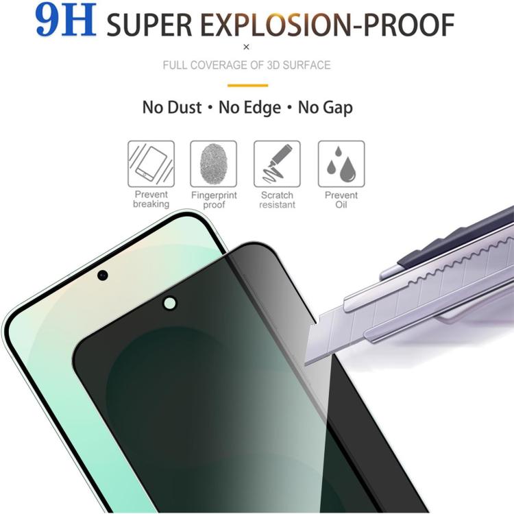 Pellicola per vetri temperati Kalebol ad alto contenuto di alluminio, serigrafata a copertura totale con bordo nero e privacy., For Galaxy A04, For Galaxy A04s, For Galaxy A23 4G, For Galaxy A53 5G, For Galaxy A33 5G, For Galaxy A13 5G