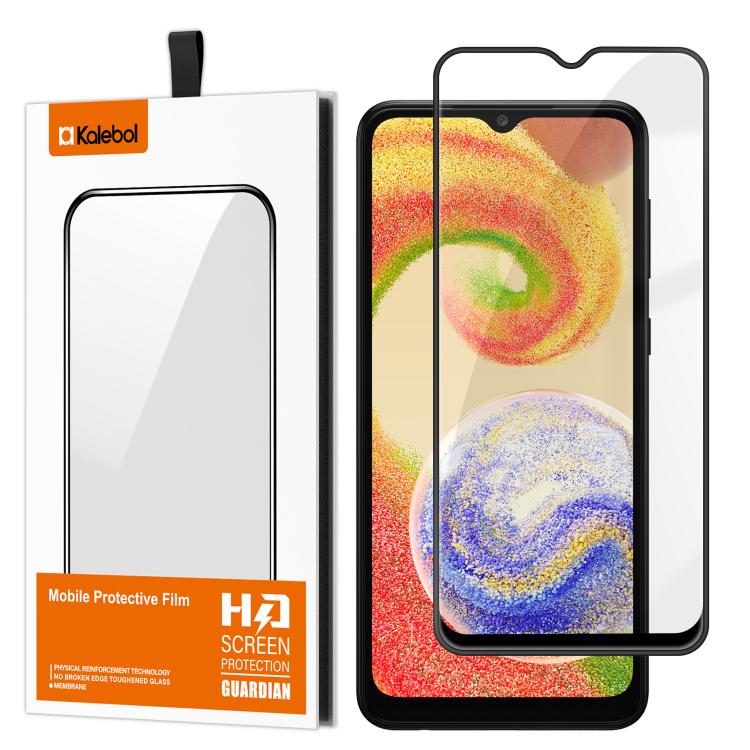 Pellicola in vetro temperato HD Kalebol ad alto contenuto di alluminio, serigrafata a copertura totale, anti-impronta, con bordo nero., For Galaxy A04, For Galaxy A04s, For Galaxy A23 4G, For Galaxy A53 4G, For Galaxy A33 4G, For Galaxy A13 4G
