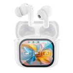 Auricolari wireless Bluetooth JM19 con touchscreen a colori, cancellazione attiva del rumore (ANC) e traduttore integrato.