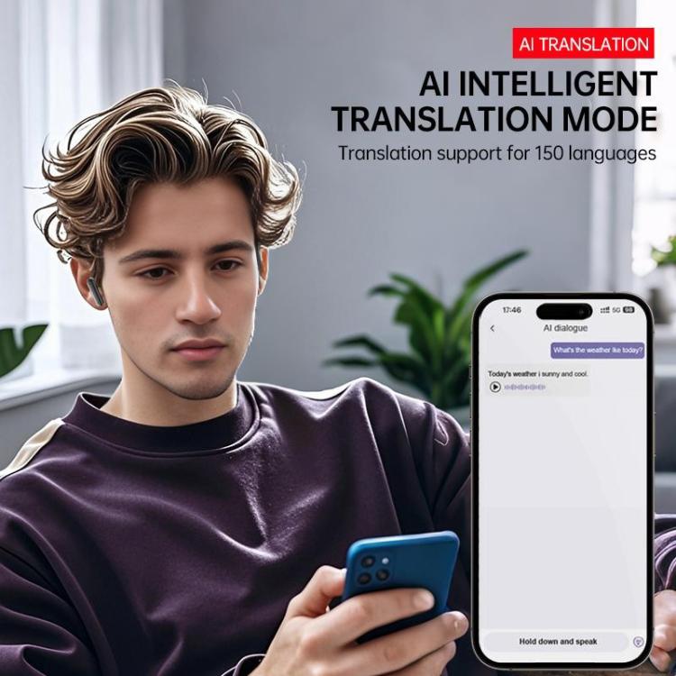 Auricolari wireless Bluetooth JM19 con touchscreen a colori, cancellazione attiva del rumore (ANC) e traduttore integrato.