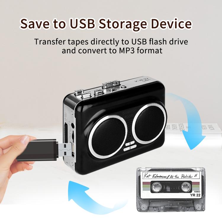 Convertitore cassette a MP3 portatile con doppi altoparlanti