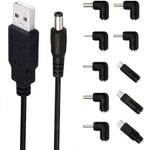 1.5m USB to DC5.5x2.1mm Male Power Cord with 10pcs Converter, 1+10