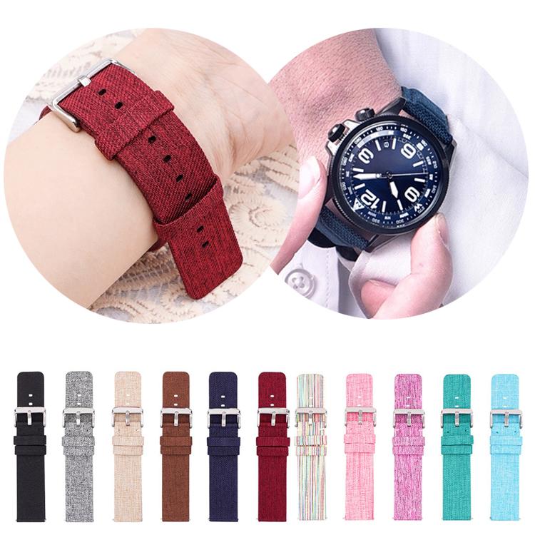 Cinturino per orologio in tela di nylon intrecciata con fibbia ad ardiglione in acciaio inossidabile., 20mm