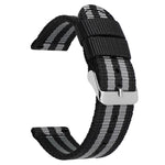 Cinturino per orologio in tela di nylon tinta unita con fibbia ad ardiglione in acciaio inossidabile., 24mm