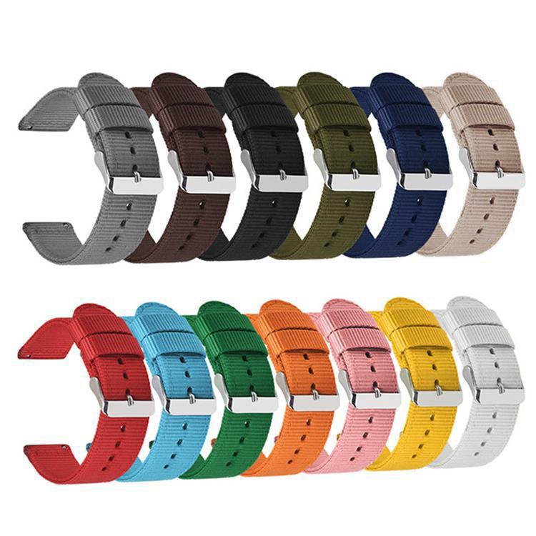 Cinturino per orologio in tela di nylon tinta unita con fibbia ad ardiglione in acciaio inossidabile., 18mm