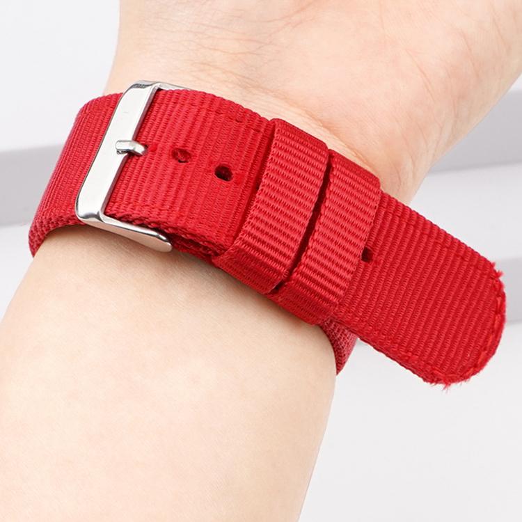 Cinturino per orologio in tela di nylon tinta unita con fibbia ad ardiglione in acciaio inossidabile., 18mm