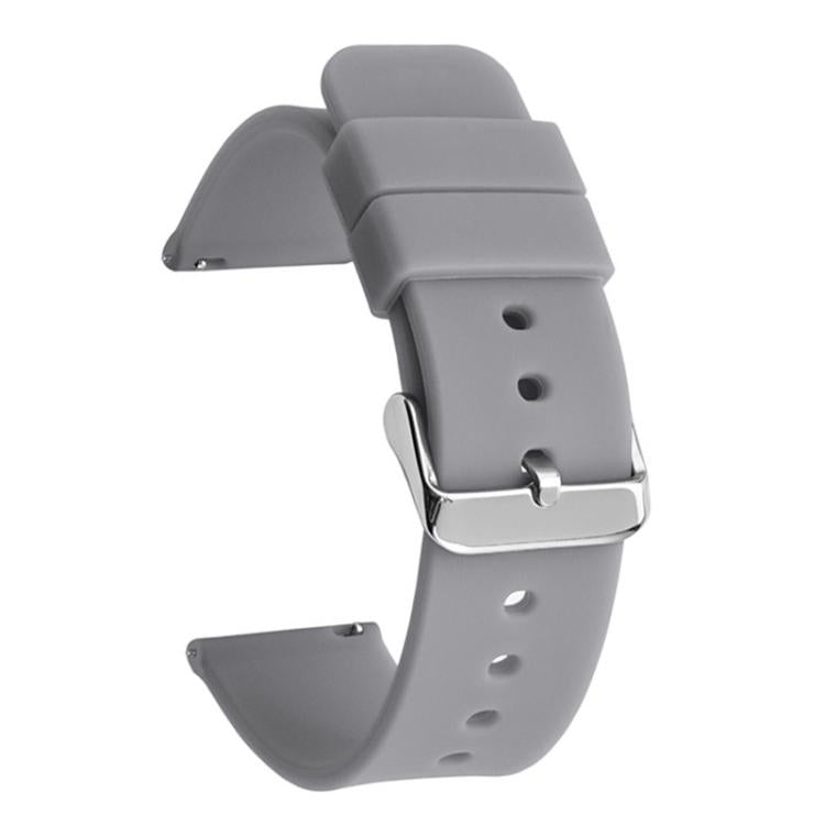Cinturino per orologio impermeabile in silicone tinta unita con fibbia ad ardiglione in acciaio inossidabile color argento., 10mm, 12mm