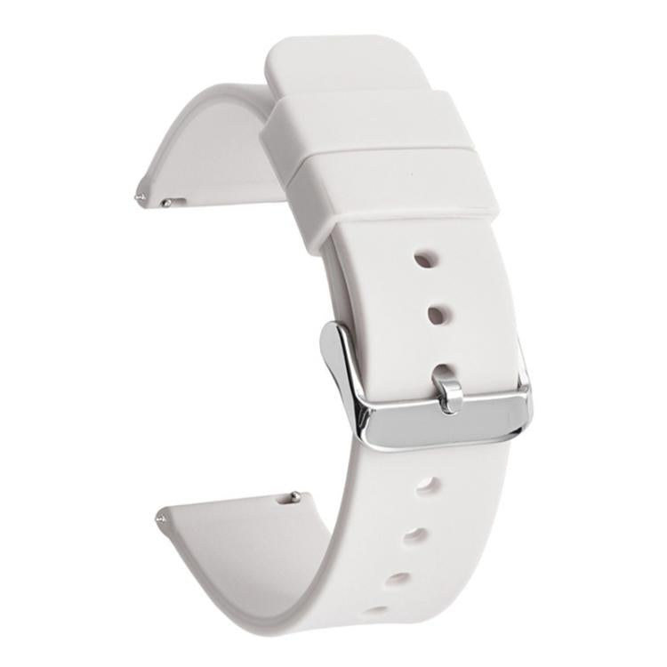 Cinturino per orologio impermeabile in silicone tinta unita con fibbia ad ardiglione in acciaio inossidabile color argento., 10mm, 12mm
