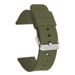 Cinturino per orologio impermeabile in silicone tinta unita con fibbia ad ardiglione in acciaio inossidabile color argento., 10mm, 12mm
