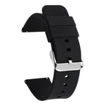 Cinturino per orologio impermeabile in silicone tinta unita con fibbia ad ardiglione in acciaio inossidabile color argento., 14mm, 15mm
